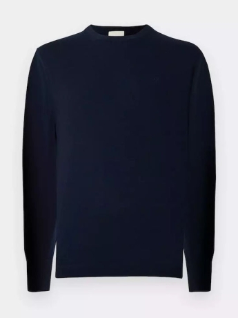 Calvin Klein maglia blu navy uomo in lana merino mini logo ricamato sul petto