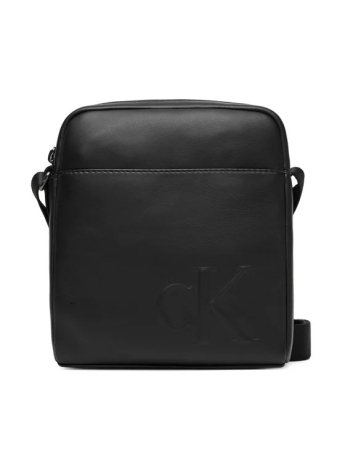 Calvin Klein tracolla nera uomo in ecopelle logo sul davanti