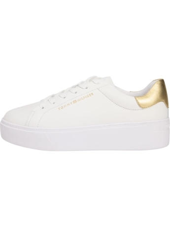 Tommy Hilfiger scarpe bianche donna in pelle dettagli oro sul retro
