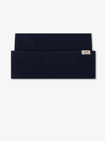 Sun68 cappello blu navy uomo in misto lana mini logo