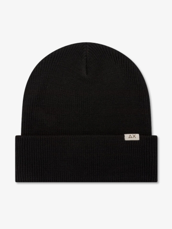 Sun68 cappello nero uomo in misto lana mini logo