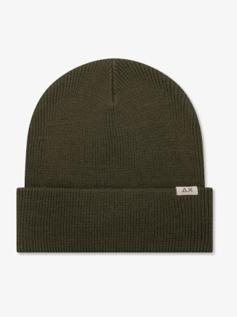 Sun68 cappello verde militare uomo in misto lana  mini logo