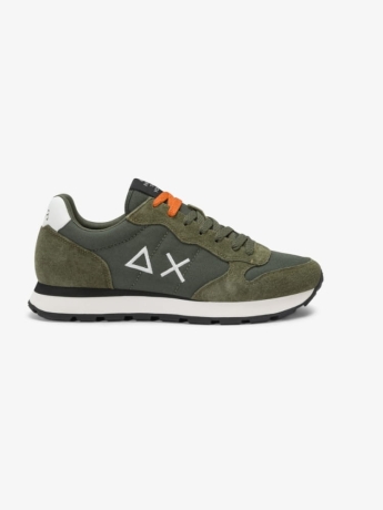 Sun68 scarpe verde militare uomo in tessuto logo sul lato