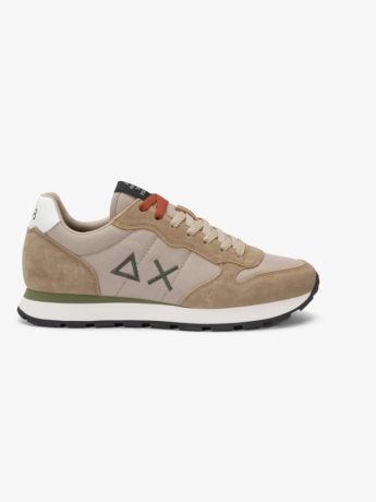 Sun68 scarpe beige uomo in tessuto logo sul lato