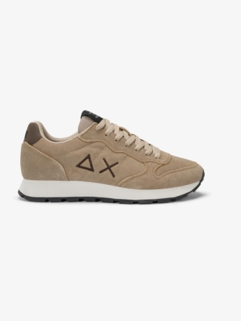 Sun68 scarpe beige uomo in suede logo a contrasto