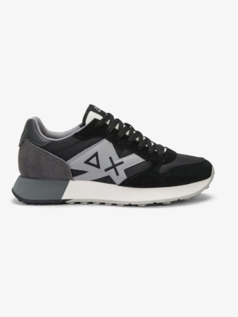 Sun68 scarpe nere uomo in nylon  e suede logo a contrasto