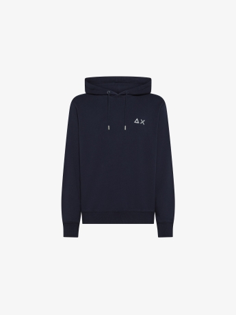 Sun68 felpa blu navy uomo in cotone con cappuccio logo sul petto