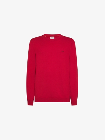 Sun68 maglia rosso uomo in misto lana mini logo sul petto