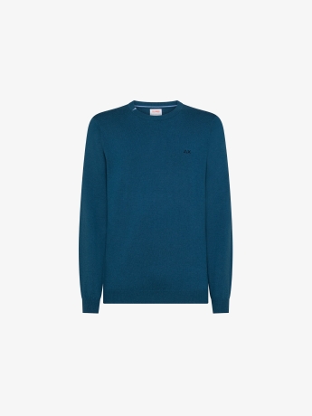 Sun68 maglia avio scuro uomo in misto lana mini logo sul petto