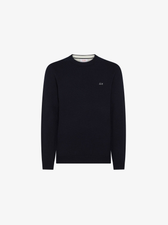 Sun68 maglia blu navy uomo in misto lana mini logo sul petto