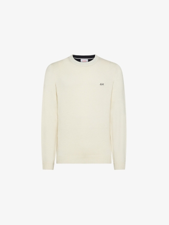 Sun68 maglia panna uomo in misto lana mini logo sul petto
