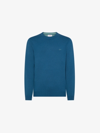 Sun68 maglia avio scuro uomo in misto lana mini logo sul petto