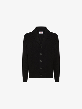 Sun68 cardigan nero uomo con bottoni in lana mini logo sul petto