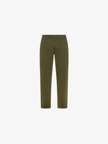 Sun68 pantalone verde militare uomo in cotone chino mini logo sul lato