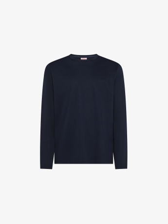 Sun68 tshirt blu navy uomo in cotone manica lunga mini logo sul petto