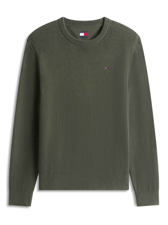 Tommy Jeans maglia verde uomo in cotone mini logo sul petto