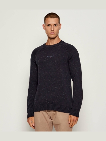 Tommy Jeans maglia blu navy uomo in cotone logo lettering ricamato