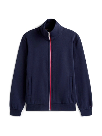 Tommy Hilfiger felpa blu navy uomo in cotone chiusura zip mini logo sul polso