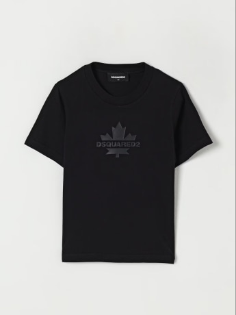 Dsquared2 tshirt nera bambino in cotone logo sul petto