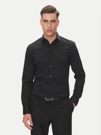 Calvin Klein camicia nera uomo logo sul petto