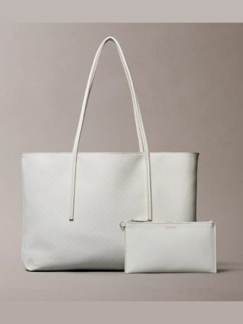 Calvin Klein borsa bianca donna shopping con logo