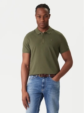 Tommy Jeans polo verde oliva uomo mini logo