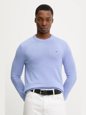 Tommy Jeans maglia celeste uomo mini logo