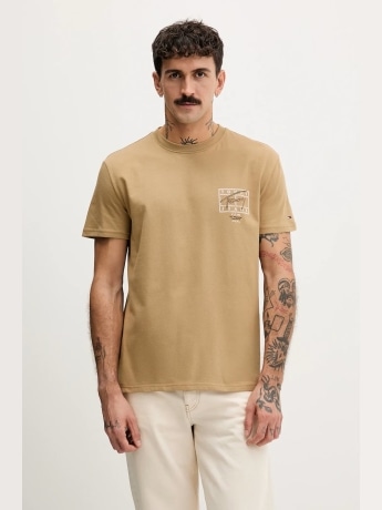 Tommy Jeans tshirt beige uomo maxi logo