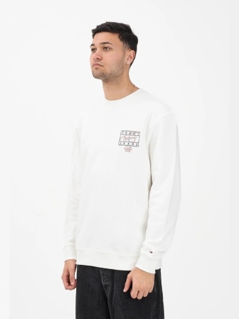Tommy Jeans felpa bianca uomo maxi logo sul retro