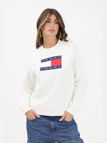 Tommy Jeans felpa bianca donna maxi logo