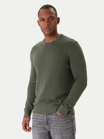 Tommy Jeans maglia verde oliva uomo mini logo