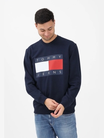 Tommy Jeans felpa blu navy uomo maxi logo