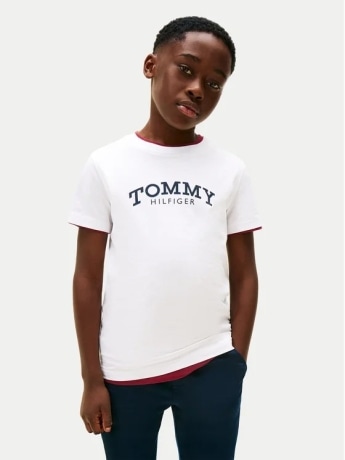 Tommy Hilfiger tshirt bianca bambino logo sul davanti
