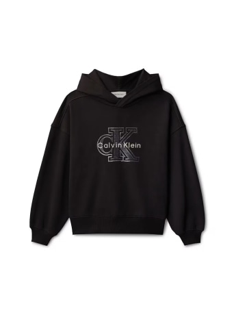 Calvin Klein felpa nera bambina logo sul davanti