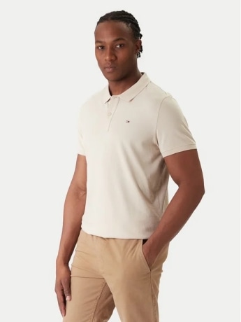 Tommy Jeans polo beige uomo mini logo