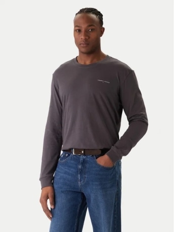 Tommy Jeans tshirt grigio scuro uomo mini logo