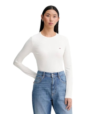 Tommy Jeans tshirt bianca donna mini logo