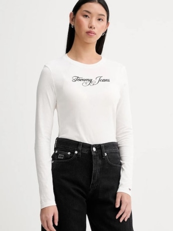 Tommy Jeans tshirt bianca donna logo sul davanti