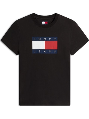 Tommy Jeans tshirt nera donna maxi logo