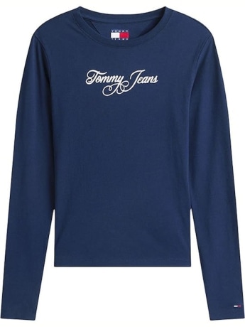 Tommy Jeans tshirt blu scuro donna logo sul davanti