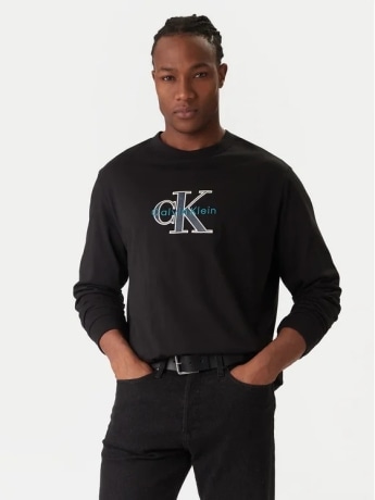 Calvin Klein felpa nera uomo maxi logo