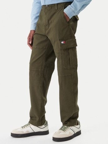 Tommy Jeans pantalone verde oliva uomo mini logo