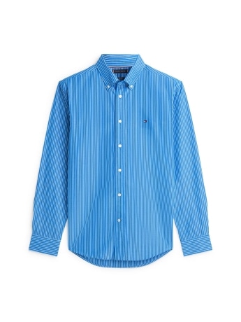 Tommy Hilfiger camicia celeste a righe uomo mini logo
