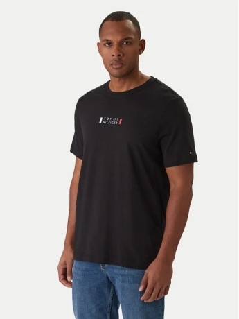 Tommy Hilfiger tshirt nera uomo logo sul davanti