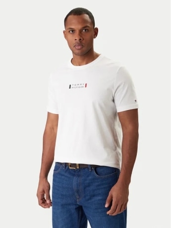 Tommy Hilfiger tshirt bianca uomo logo sul davanti