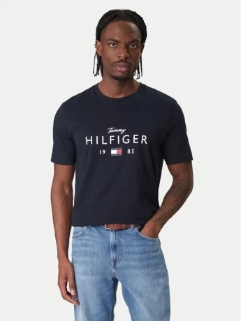 Tommy Hilfiger tshirt blu navy uomo logo sul davanti