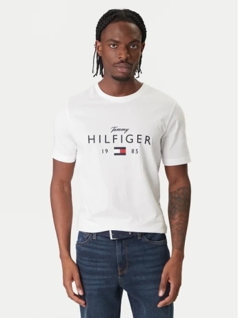 Tommy Hilfiger tshirt bianca uomo logo sul davanti
