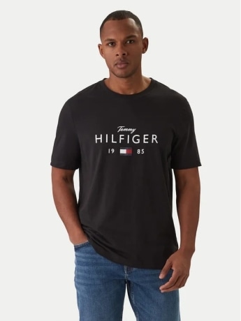 Tommy Hilfiger tshirt nera uomo logo sul davanti