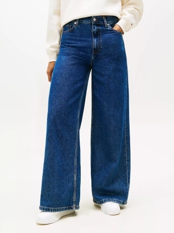Tommy Hilfiger pantalone in denim scuro donna mini logo
