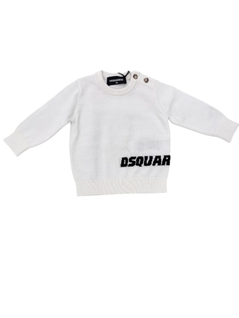 Dsquared2 maglia bianca neonato logo lettering